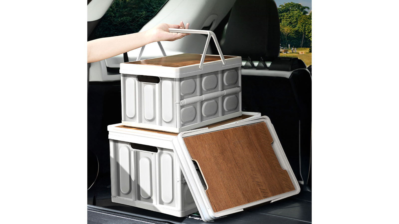 SOGA 42x28.5cm 30L White Car and Camping Foldable Storage Box Crate ...