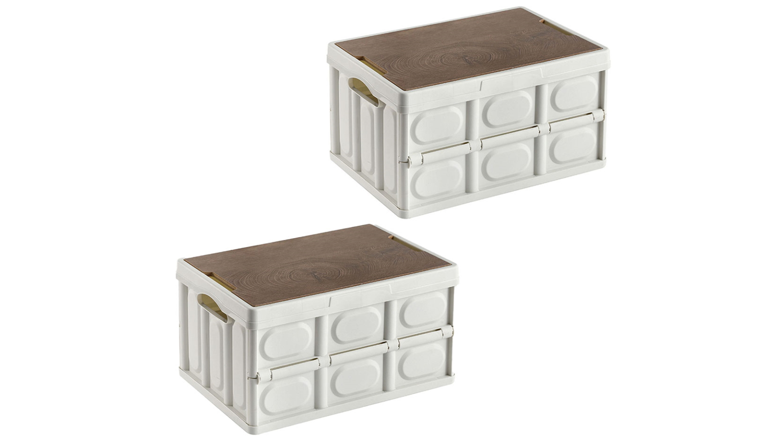 Snap-on STACKING CUBE BOX （Brown White） SOGA 42x28.5cm 30L White Car and Camping Foldable Storage Box