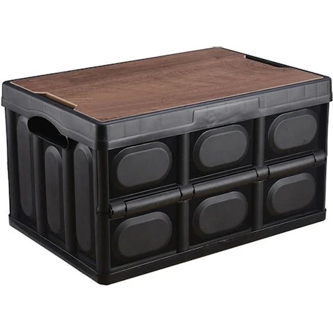 SOGA 42x28.5cm 30L Black Car and Camping Foldable Storage Box Crate Stackable Container with No Handle