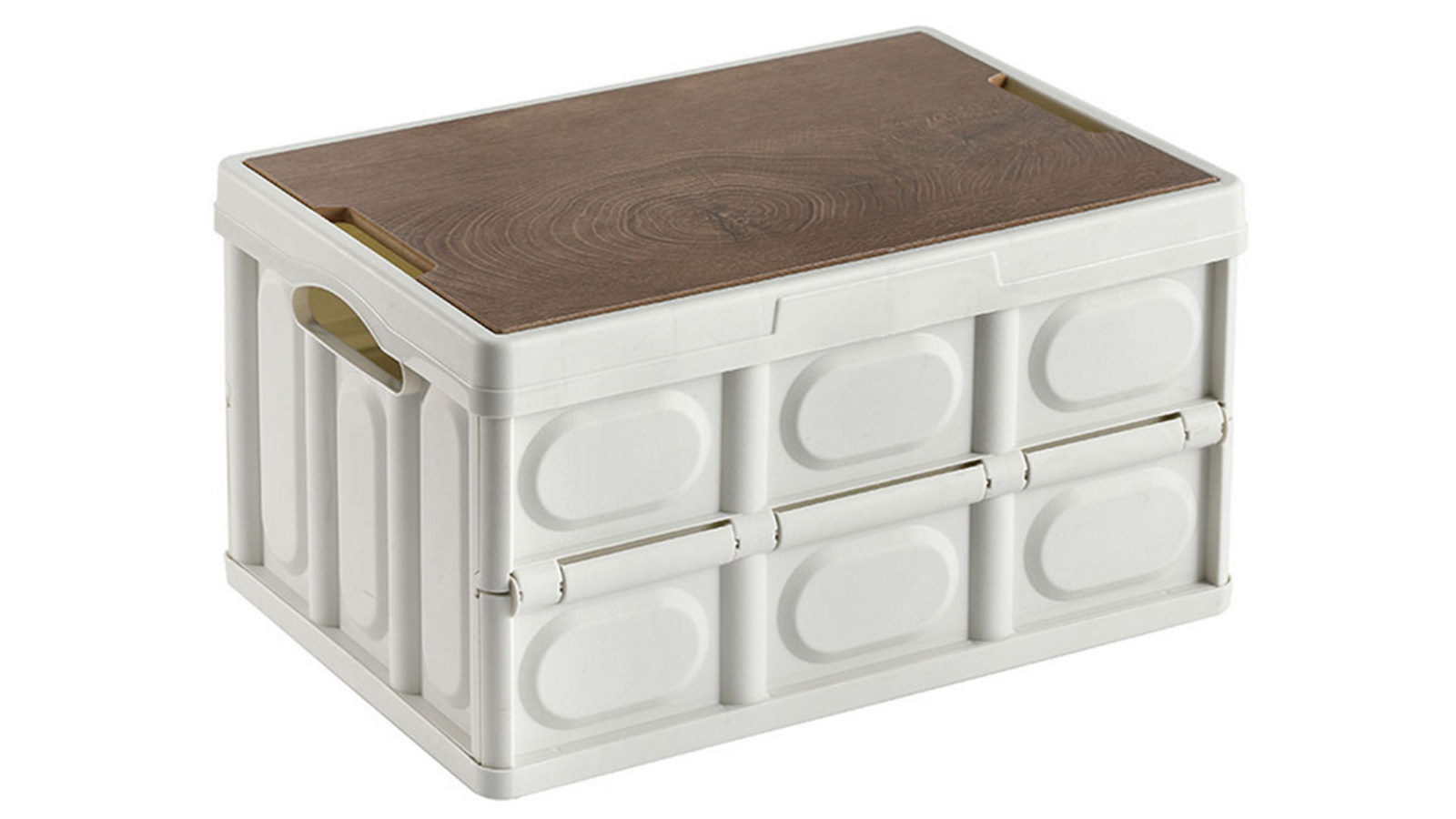 Soga 55L White Car & Camping Foldable Crate Stackable Container Storage Box with No Handle