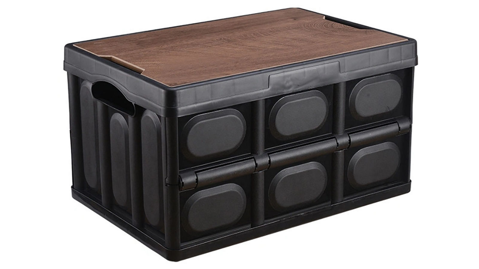 Soga 55L Black Car & Camping Foldable Crate Stackable Container Storage Box with No Handle