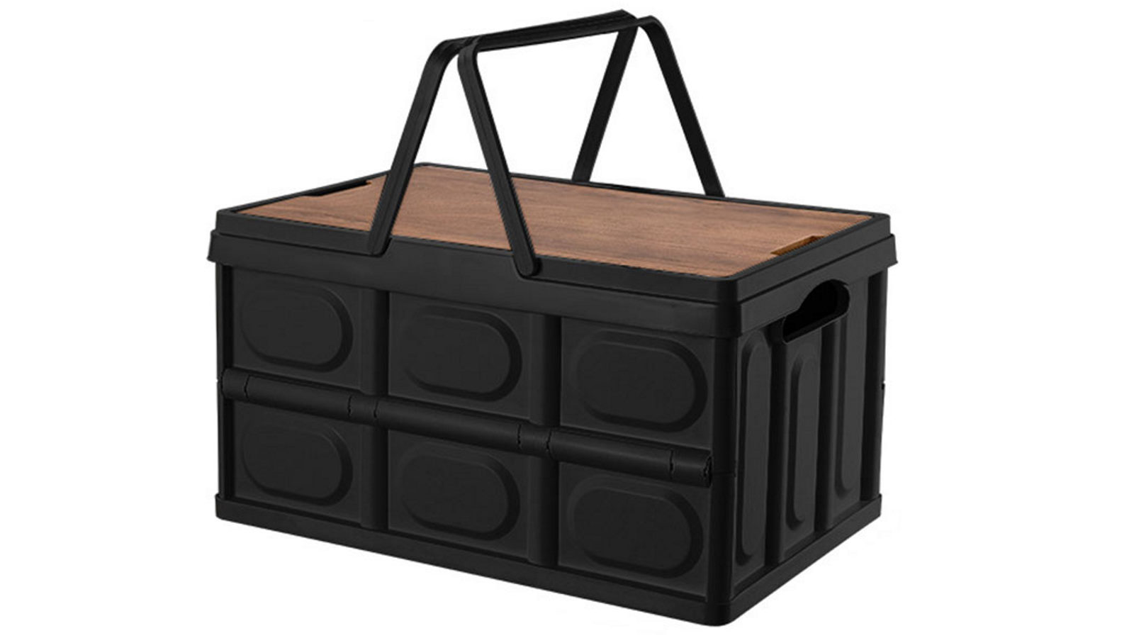 Soga 30L Black Car & Camping Foldable Crate Stackable Container Storage Box with Handle