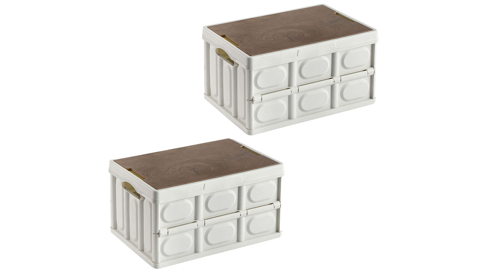 Soga 2 x 55L White Car & Camping Foldable Crate Stackable Container Storage Box with No Handle
