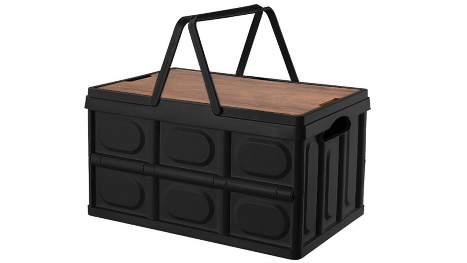 Soga 55L Black Car & Camping Foldable Crate Stackable Container Storage Box with Handle