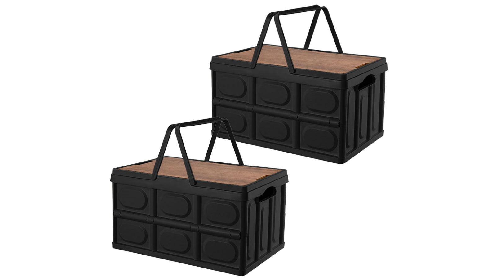 Soga 2 x 18L Black Car & Camping Foldable Storage Box Crate Stackable Container with Handle