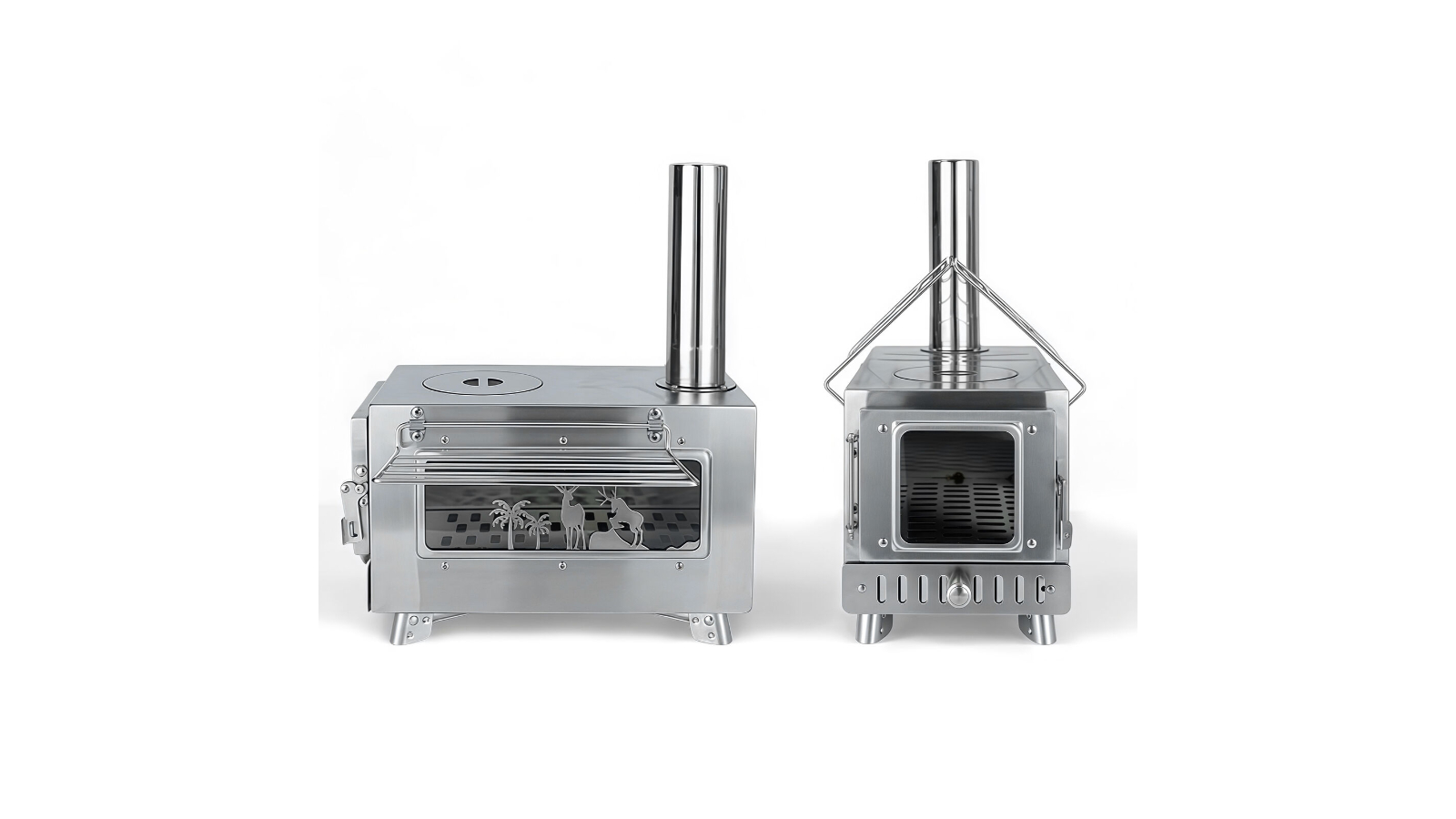 Glasshaus Co Stainless Steel Portable Tent Heating Stove with Chimney Pipe and Bag