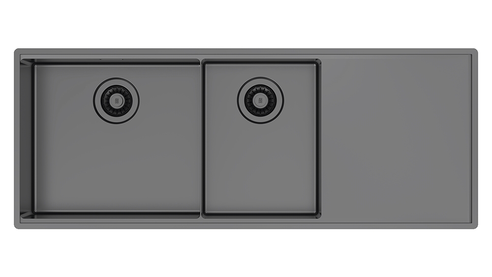 Abey Boutique Lugano One & One Quarter Bowl Kitchen Sink - Black Pearl