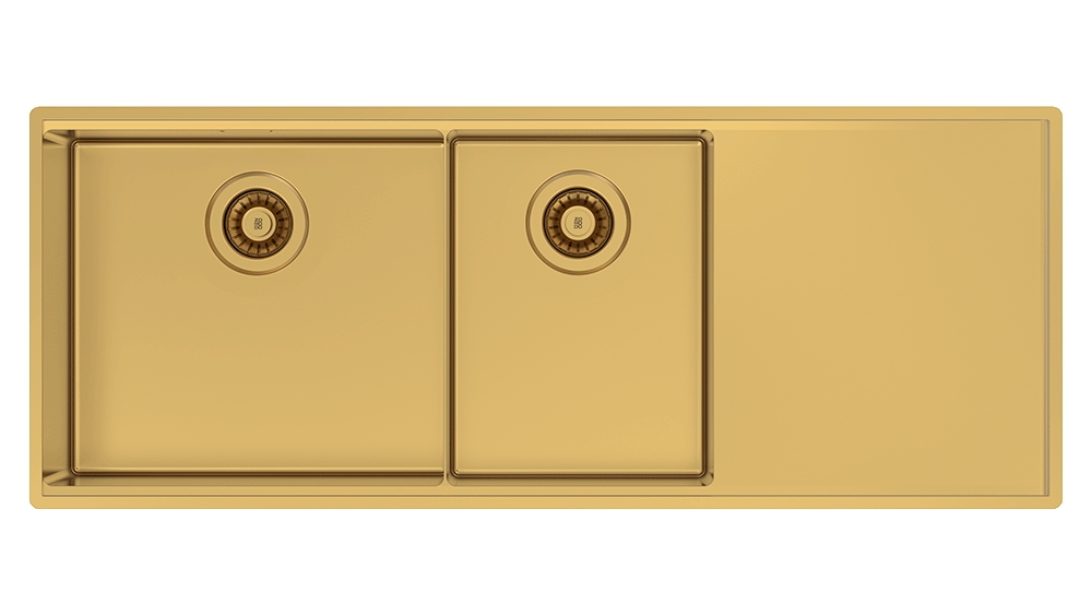 Abey Boutique Lugano One & One Quarter Left Hand Bowl Kitchen Sink - Eureka Gold