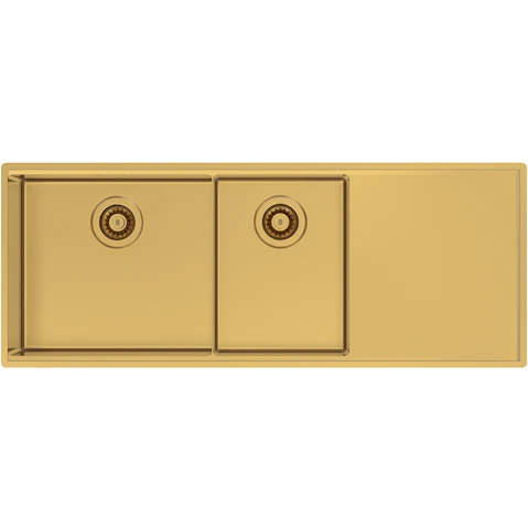 Abey Boutique Lugano One & One Quarter Left Hand Bowl Kitchen Sink - Eureka Gold
