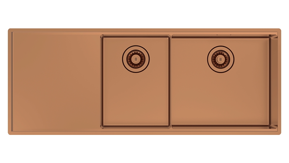 Abey Boutique Lugano One & One Quarter Right Hand Bowl Kitchen Sink - Artisan Copper