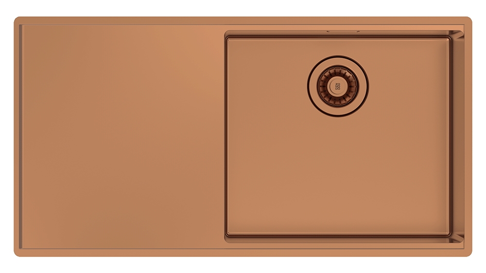 Abey Boutique Lugano Single Right Hand Bowl Kitchen Sink - Artisan Copper