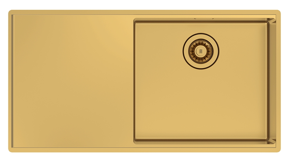 Abey Boutique Lugano Single Right Hand Bowl Kitchen Sink - Eureka Gold