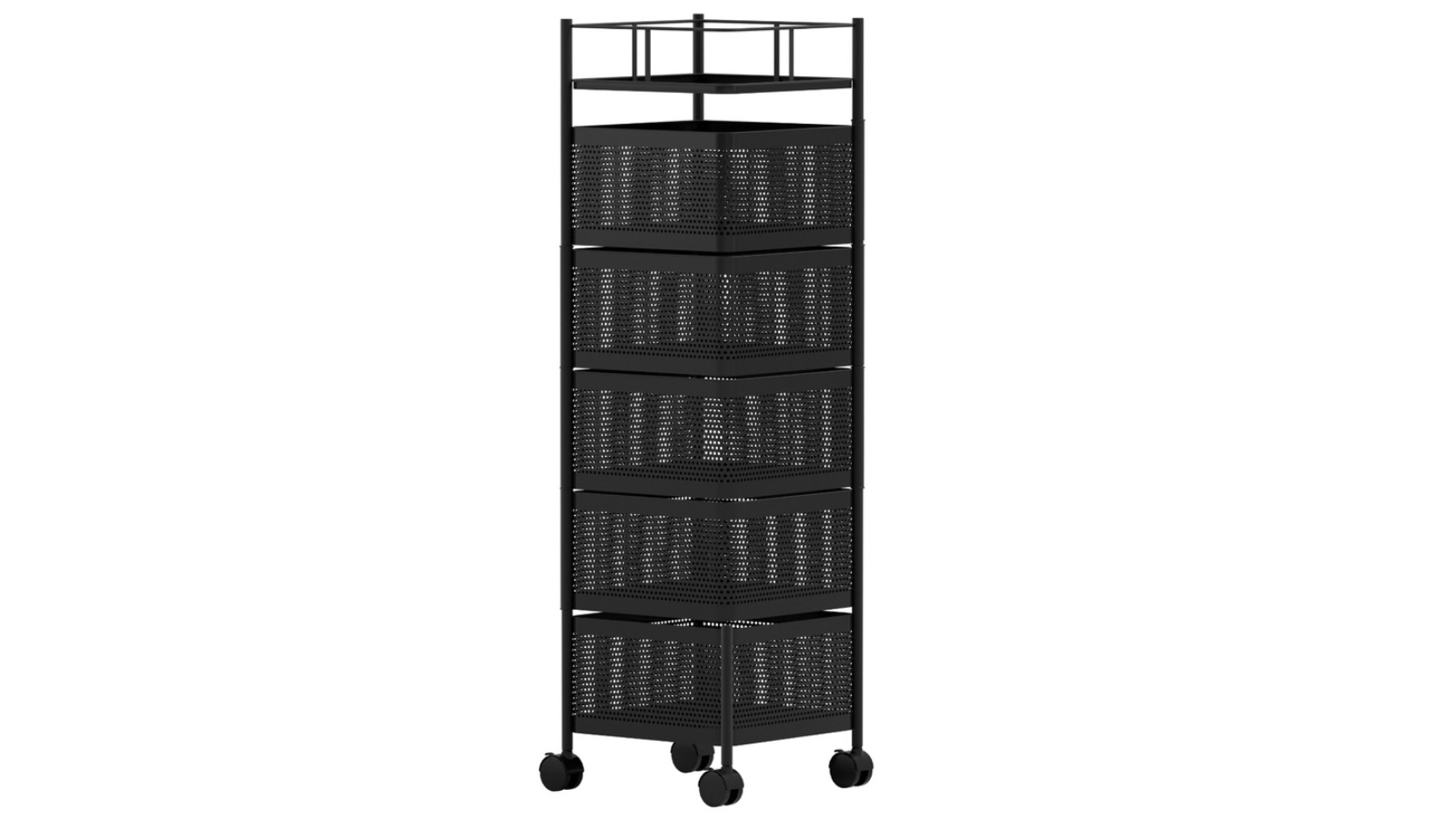 Artiss 5-Tier Storage Trolley Kitchen Cart - Black