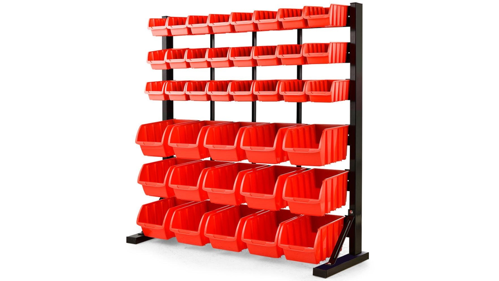 Baumr-AG 39 Parts Floor Mount Bin Rack Storage System - Red