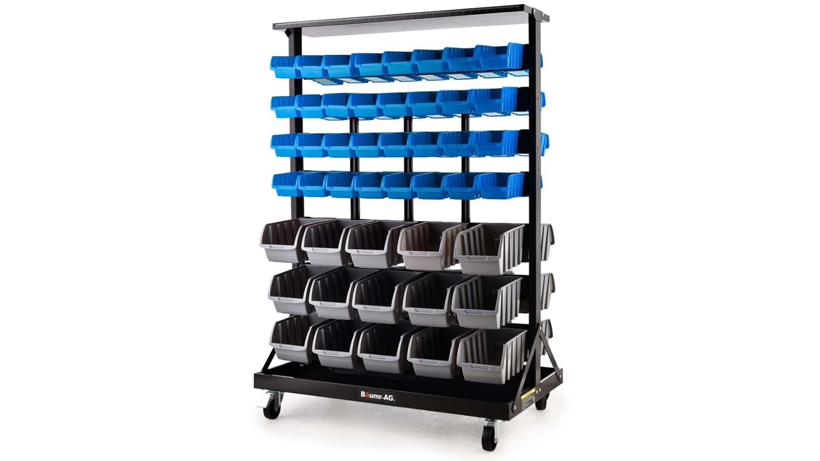 Baumr-AG 94 Parts Mobile Double-Sided Bin Rack Storage System - Blue