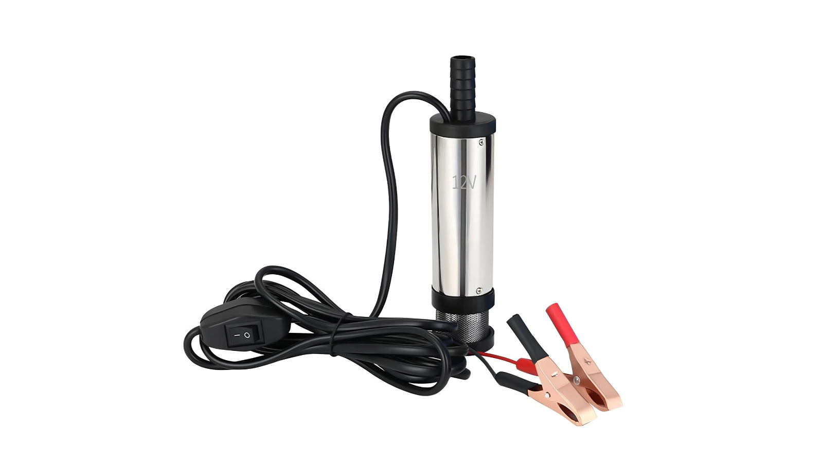 Gear360 12V Portable Submersible Fuel Water Transfer Pump Full Kit with Battery Clip