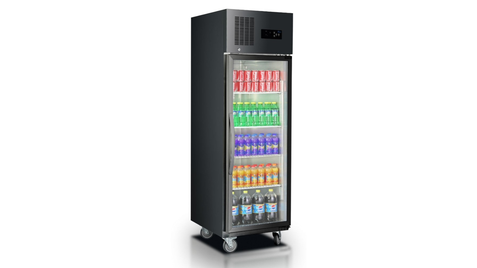 Thermaster Commercial Single Glass Door Upright Freezer Black Stainless