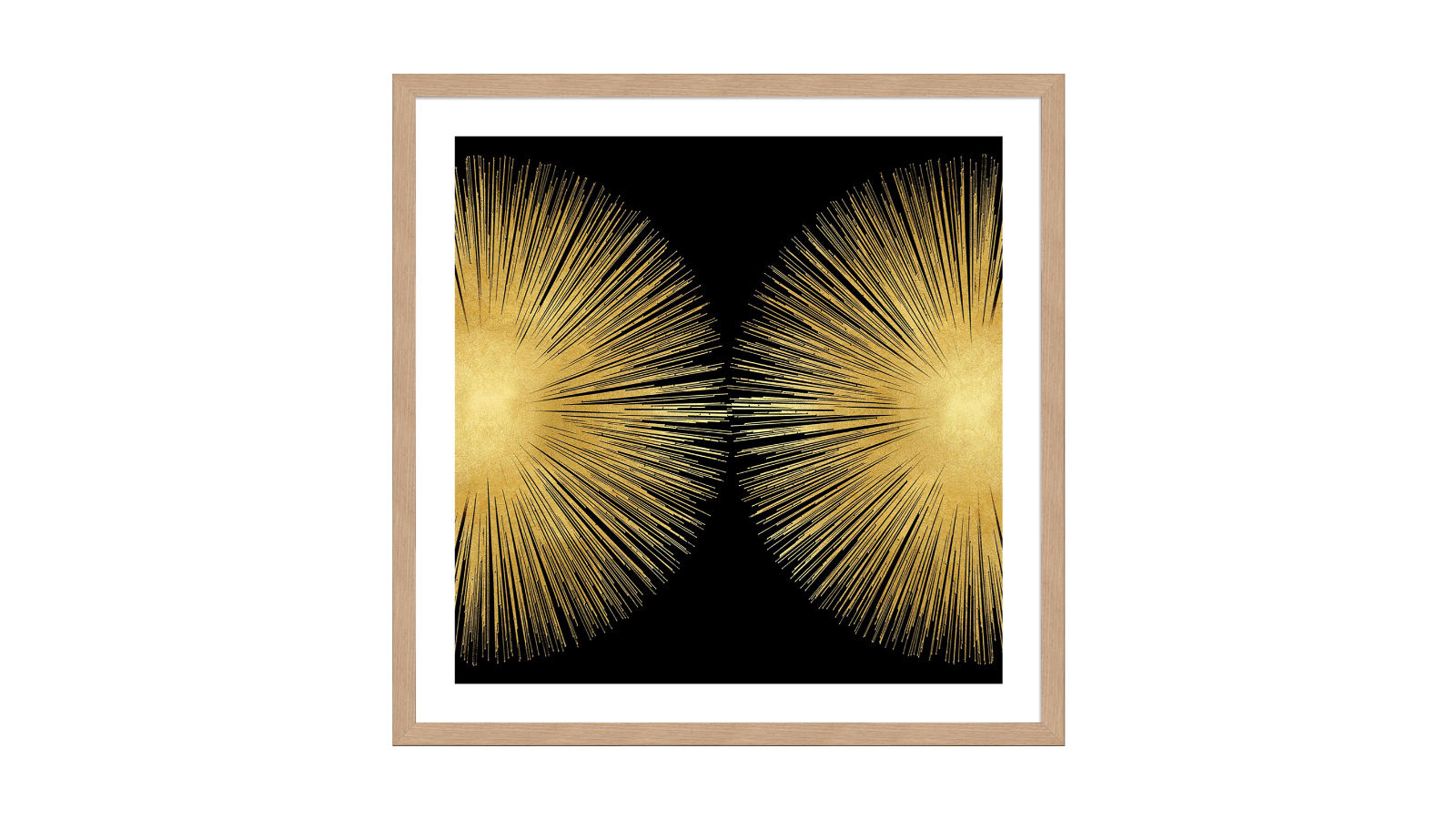 La Grolla Sunburst on Black II Natural Frame Wall Art - 76 x 76cm