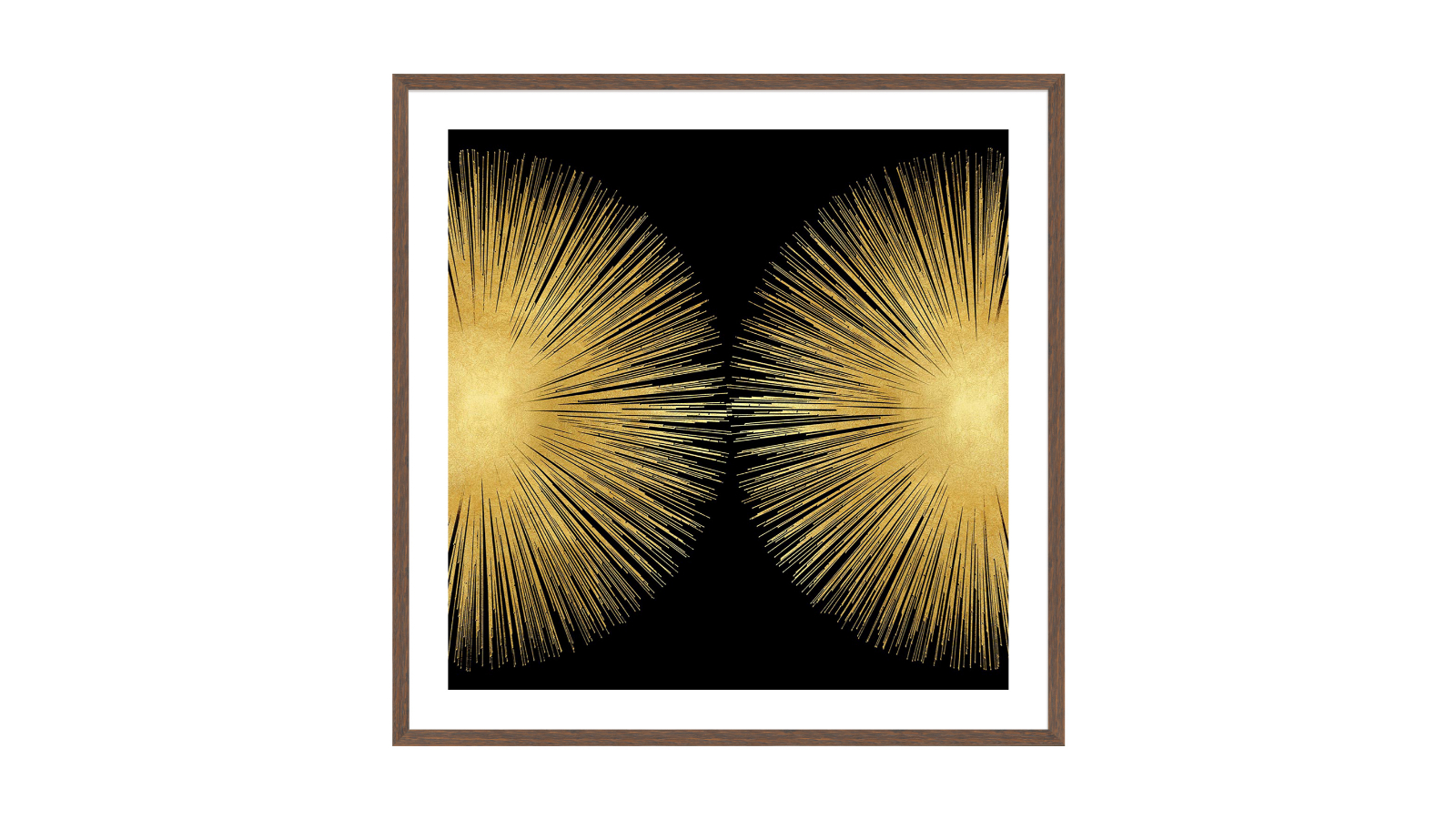 La Grolla Sunburst on Black II Walnut Frame Wall Art - 74 x 74cm