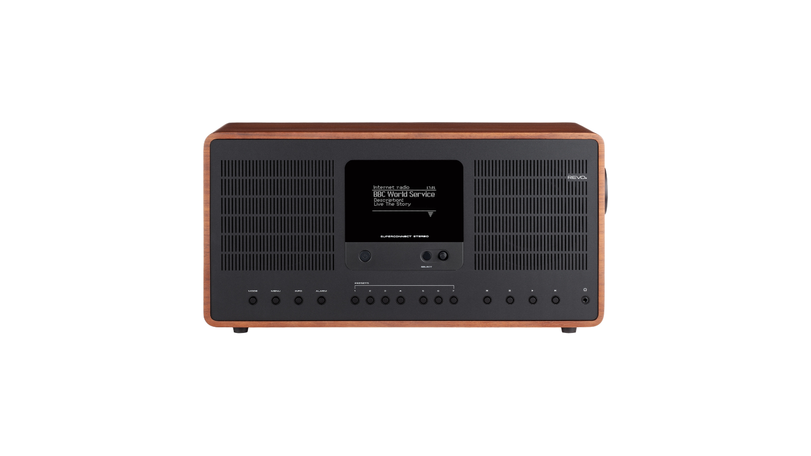 REVO Audio SuperConnect Stereo Internet/DAB+/FM/Bluetooth Radio - Walnut Black