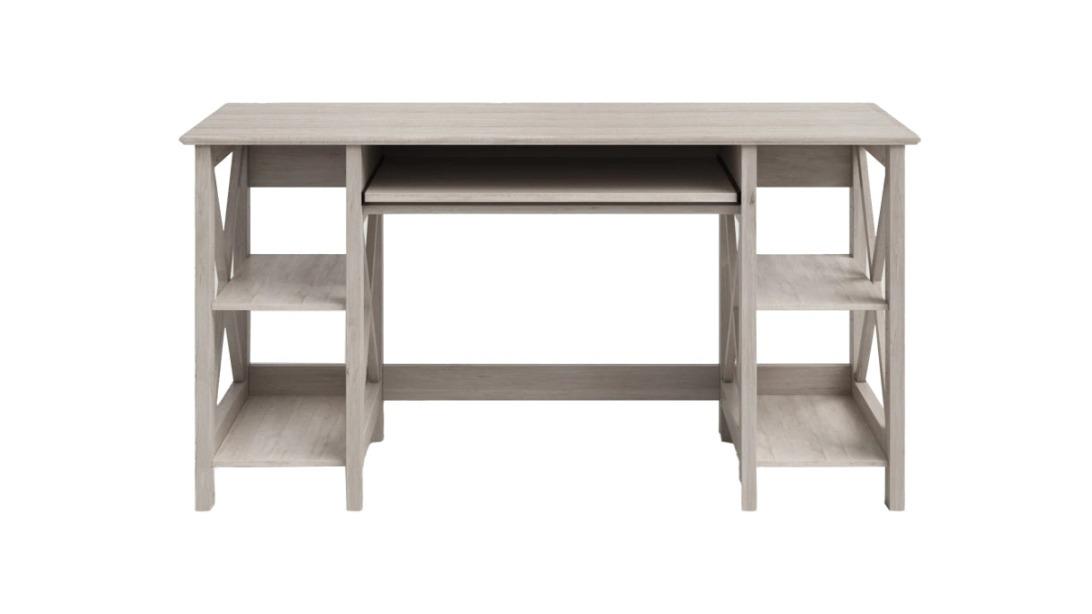 Maestro Furniture Washed Grey Suzy Home Office Computer Writing Working Desk with Open Shelves