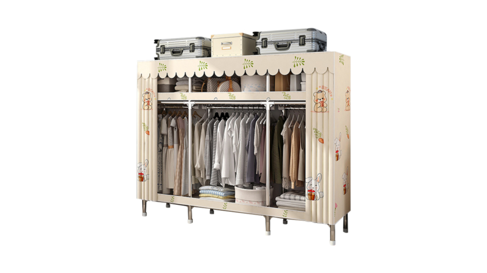 TopOne Sports Simple Steel Pipe Wardrobe Storage Cabinet