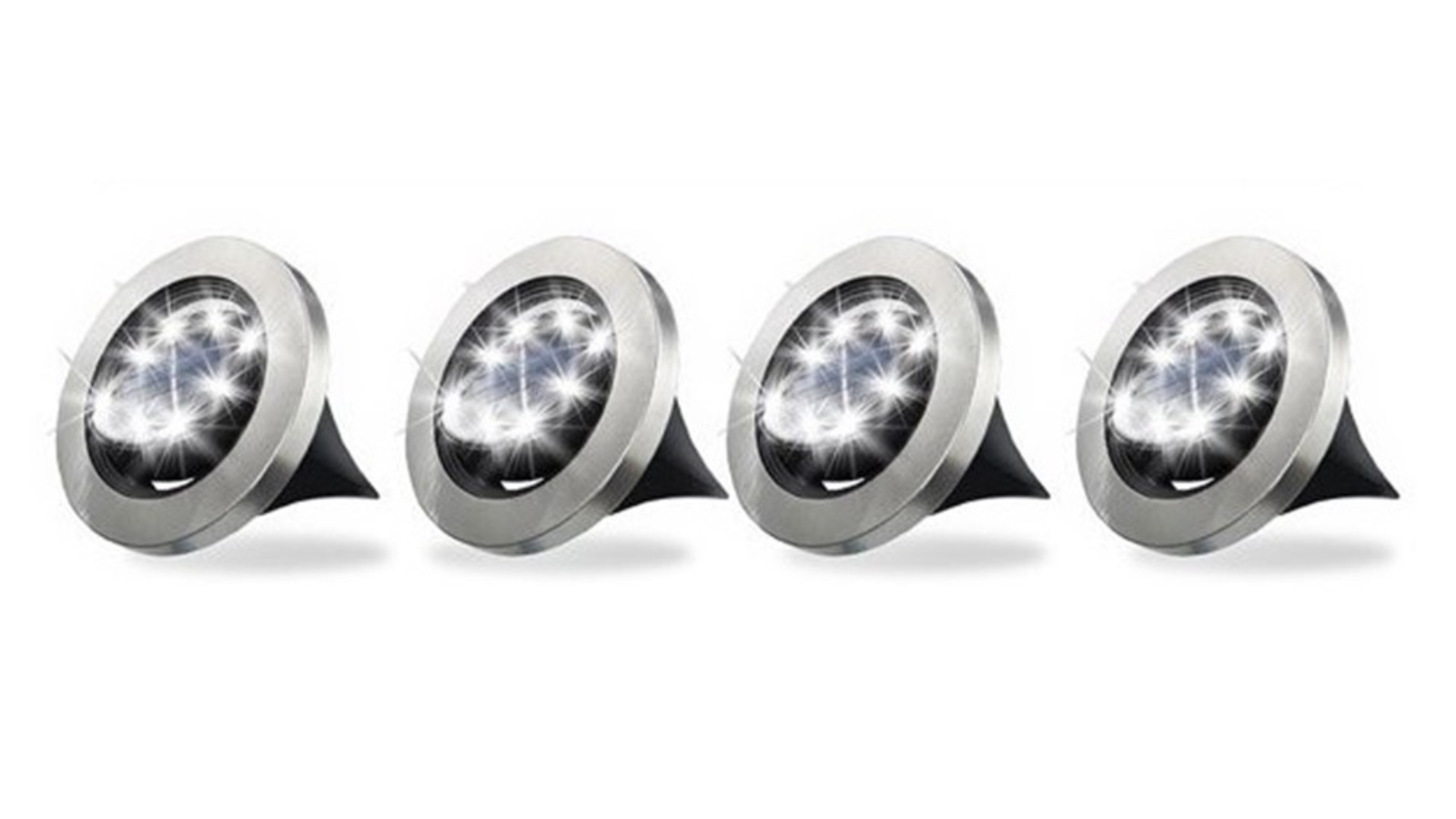 Bell and Howell 4 Piece Stainless Steel Swivel LED Disk Light with Stake