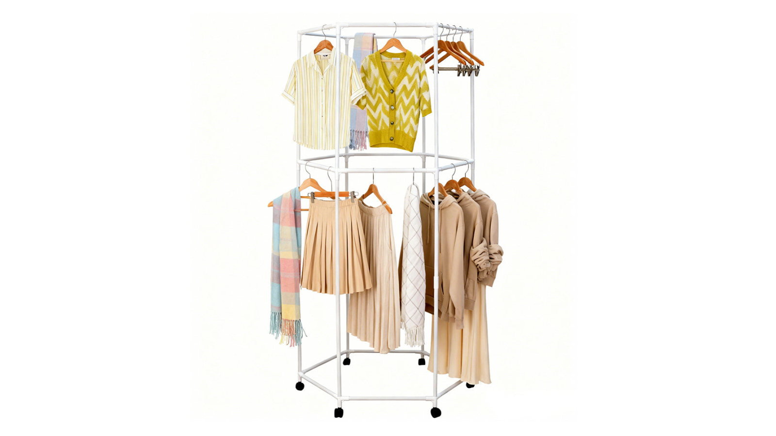 YS 2-Tier 360 Swivel Hexagonal Clothing Rack