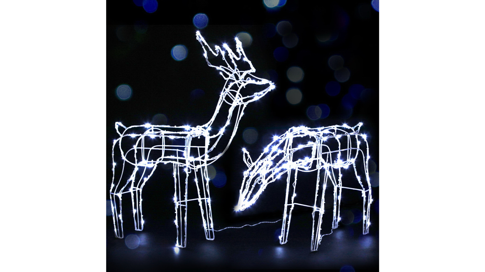 Jingle Jollys Christmas Lights Reindeers 200 LED Decorations - 2 Piece