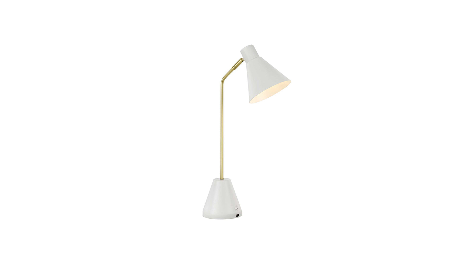 Pretty & Practical Treviso Brass and White Bedside Lamp with USB Port