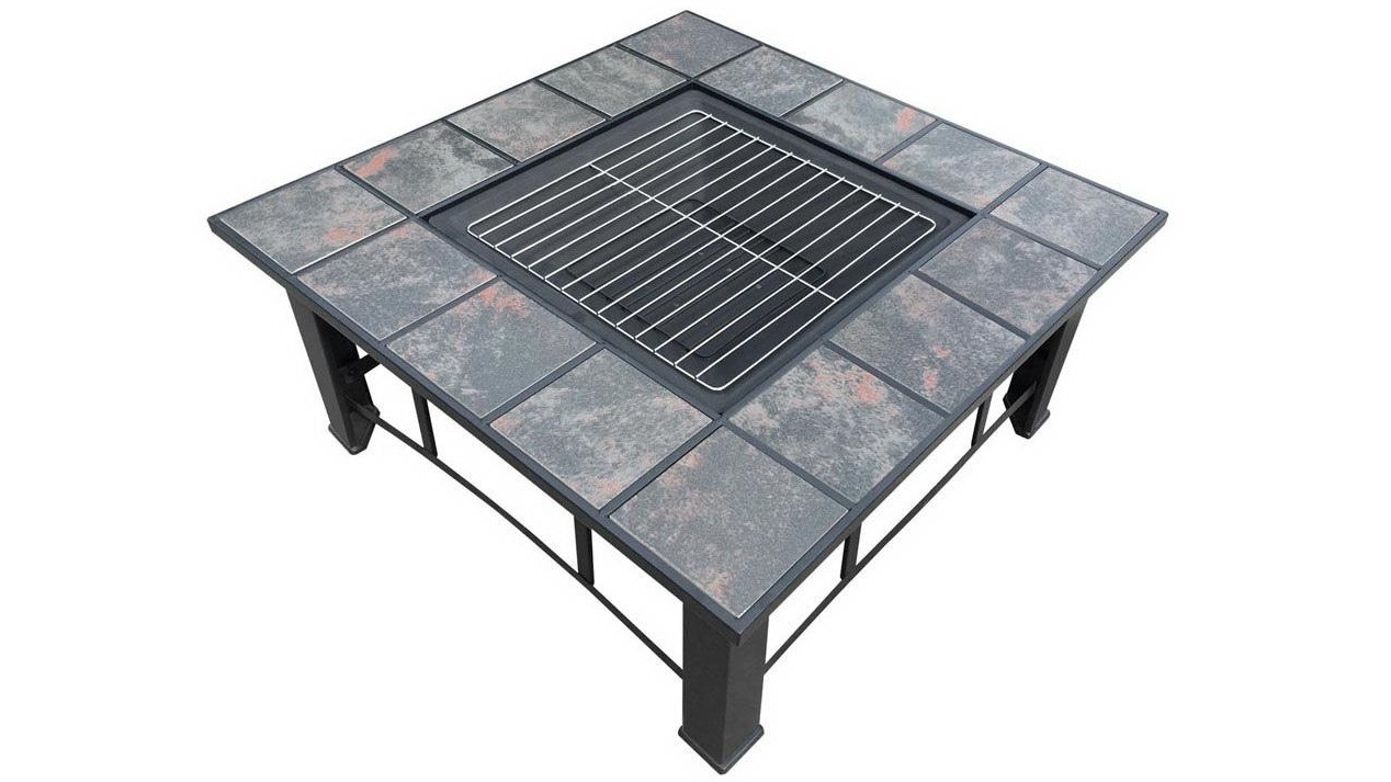 Fire Pit BBQ Grill Smoker Table 81 x 81cm