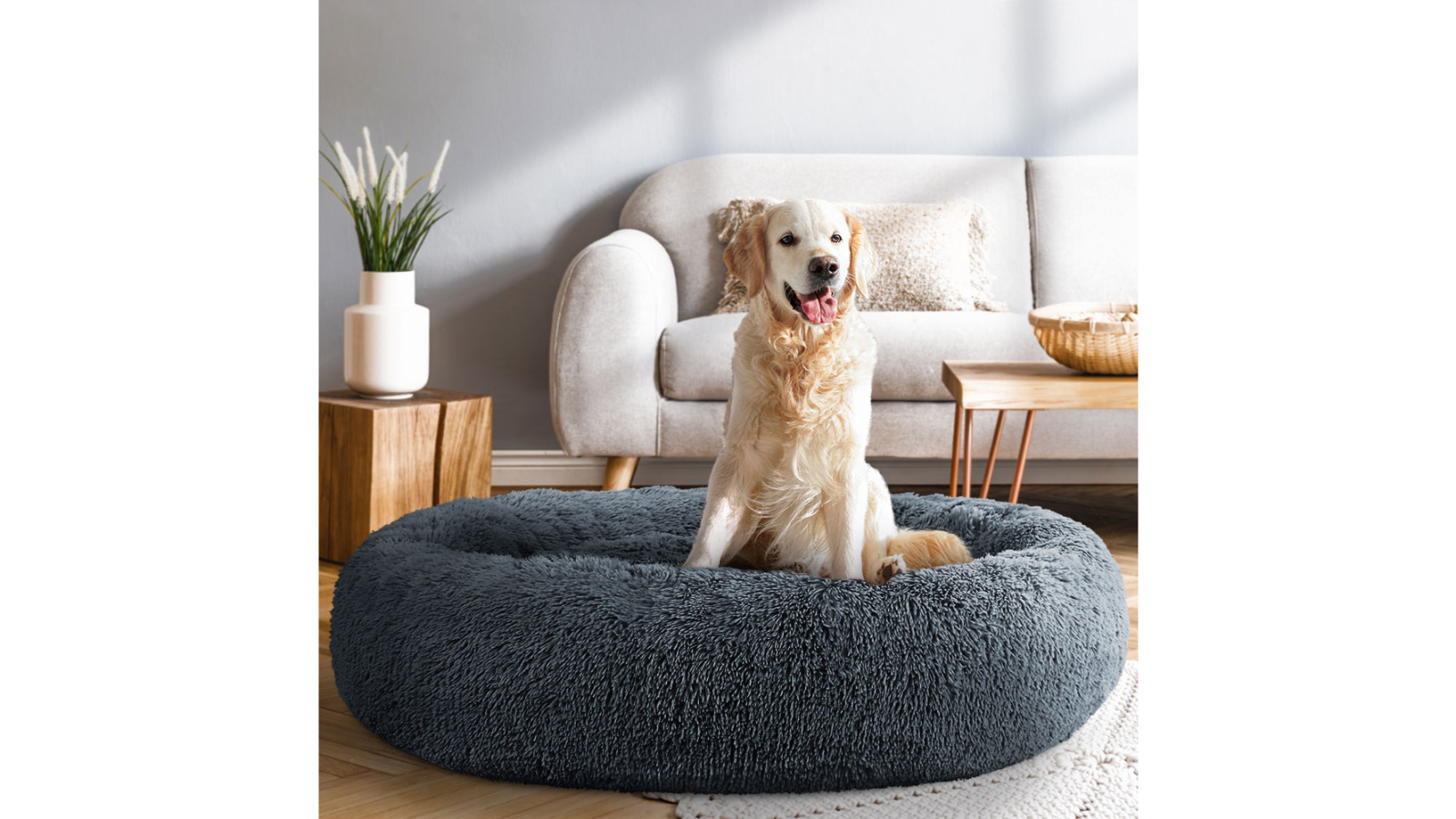 i.Pet 110cm X-Large Pet Calming Bed - Dark Grey