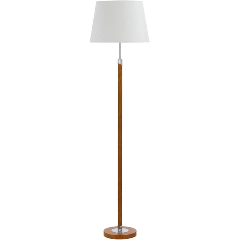 Pretty & Practical Cadiz Teak Painted White Floor Lamp Warm Coastal Style Lighting