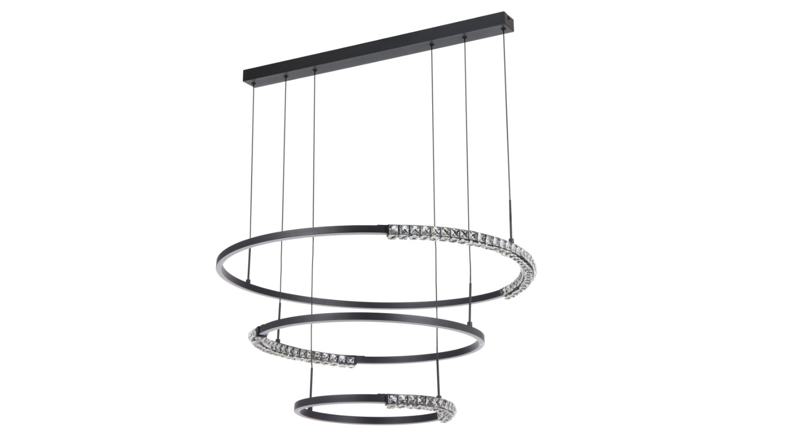 Pretty & Practical 3-Tier Berlin Black Sand LED Pendant with Crystal Detail