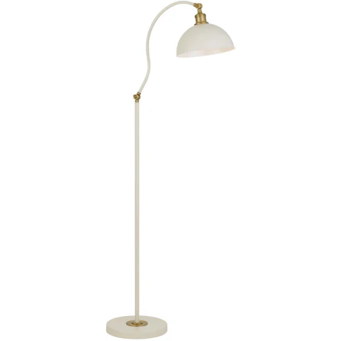 Pretty & Practical Munich Beige Satin and Brass Floor Lamp for Warm and Elegant Interior Lighting