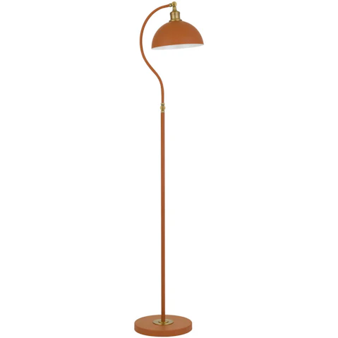 Pretty & Practical Stuttgart Orange Satin and Brass Floor Lamp for Vibrant Contemporary Interiors