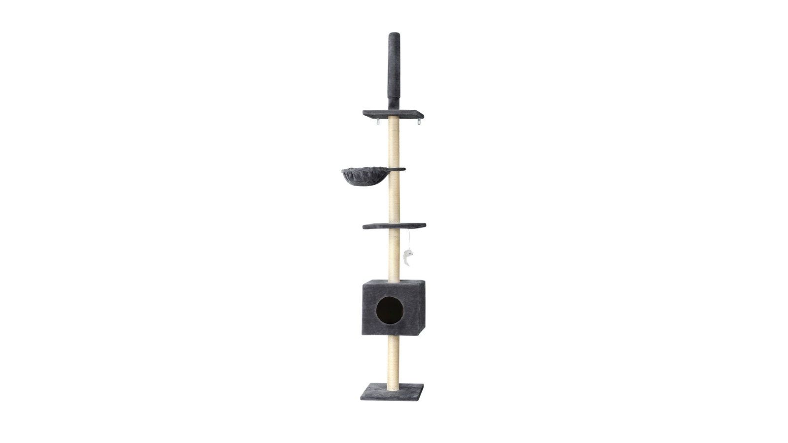 i.Pet Dark Grey Cat Bed Tree Tower Post Floor to Ceiling Scratcher - 260cm