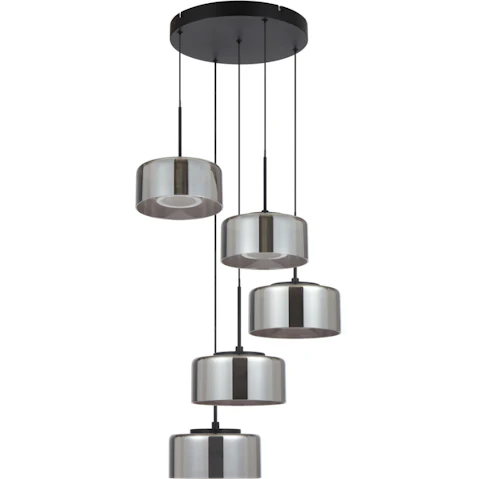 Pretty & Practical Limerick Black Sandy 5-Light LED Pendant with 3CCT Colour Output