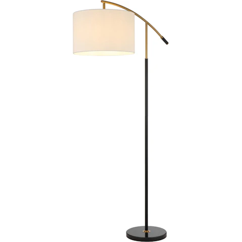 Pretty & Practical Budapest Black Marble and Gold Floor Lamp with Ivory Shade