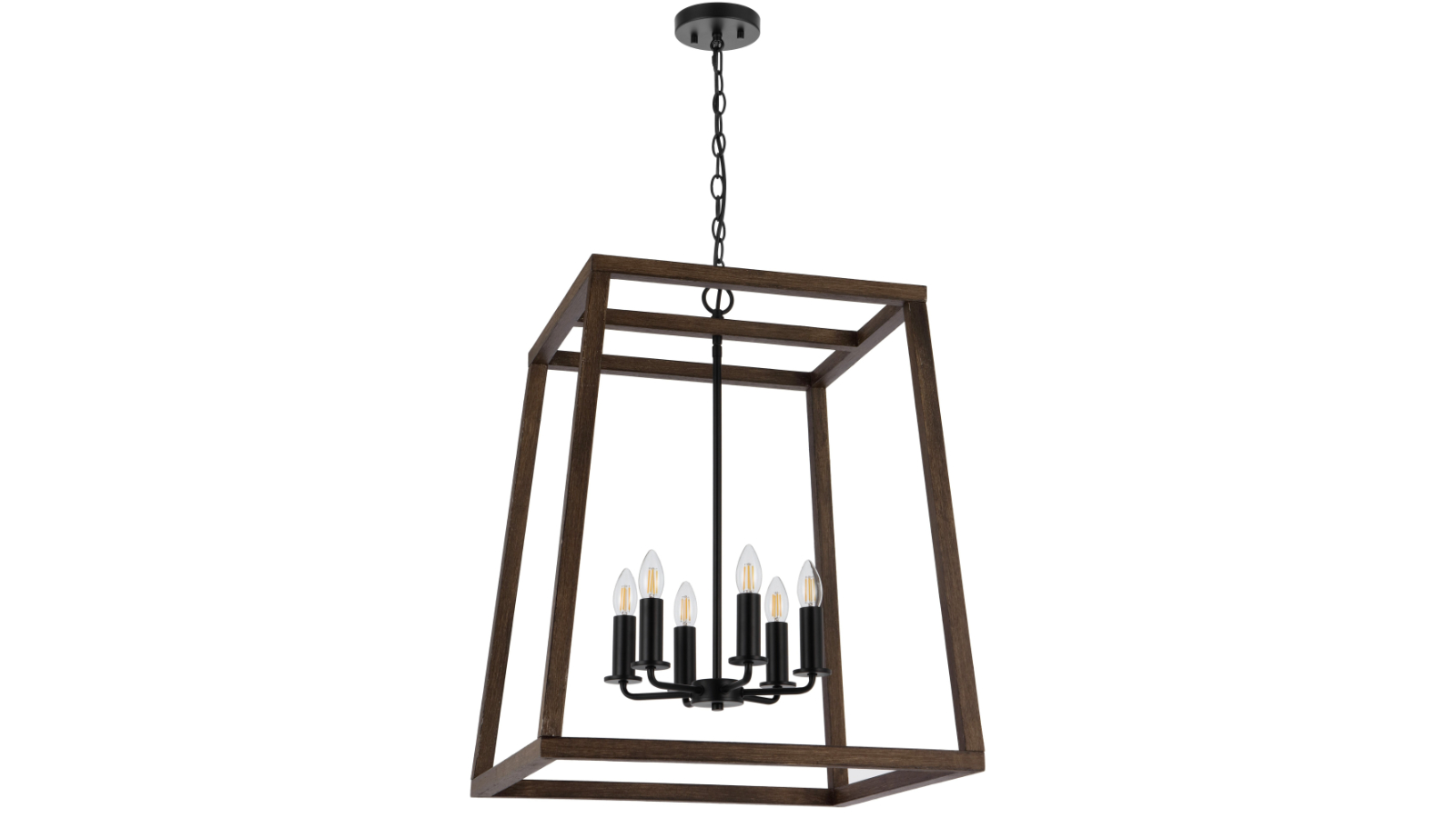 Pretty & Practical Kaunas Black Matt/Walnut 6-Light Pendant
