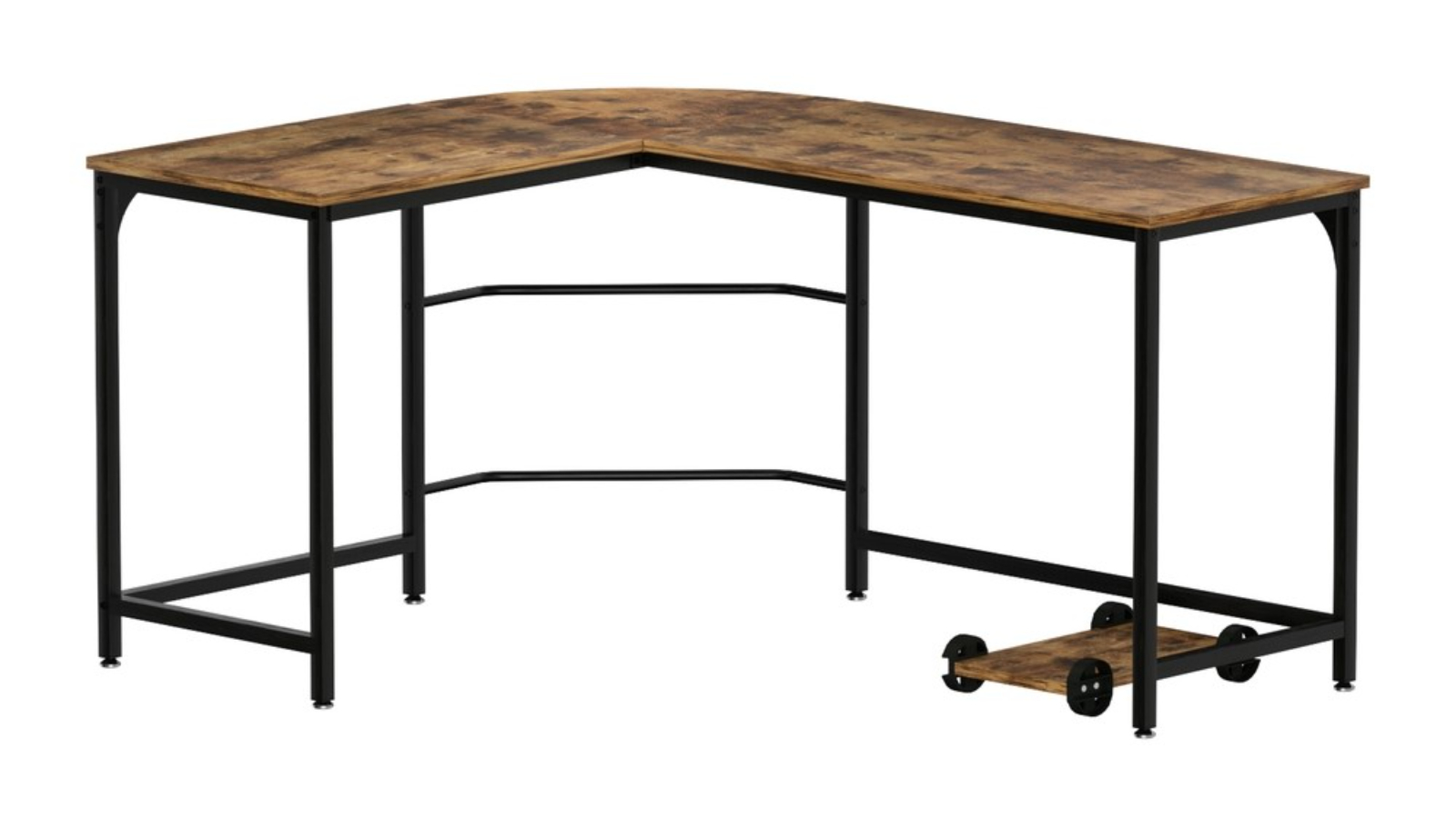Artiss 147cm L-Shaped  Computer Desk with CPU Stand - Brown