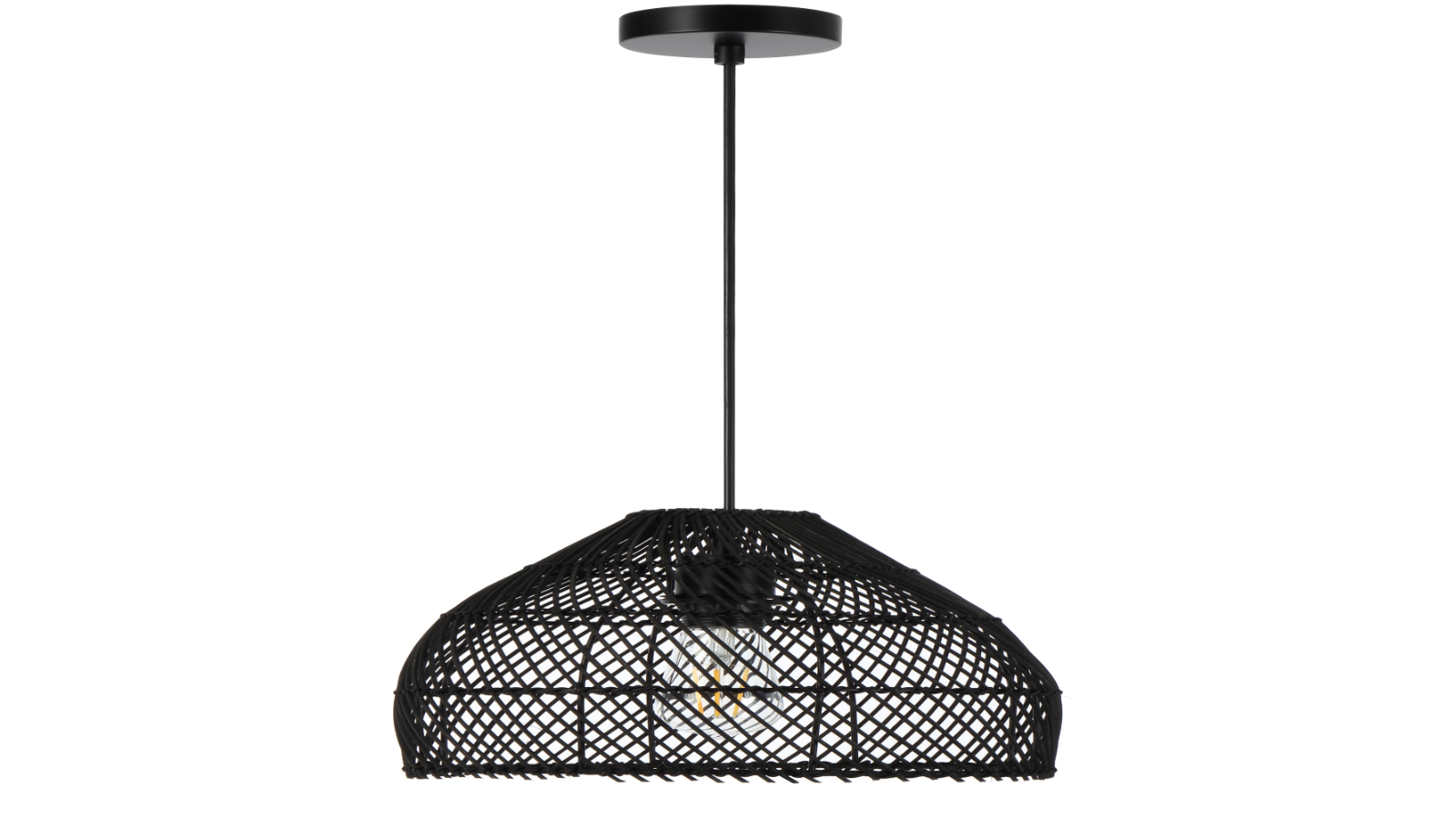Pretty & Practical Cantoton Black Rattan Pendant Light with E27 Socket 