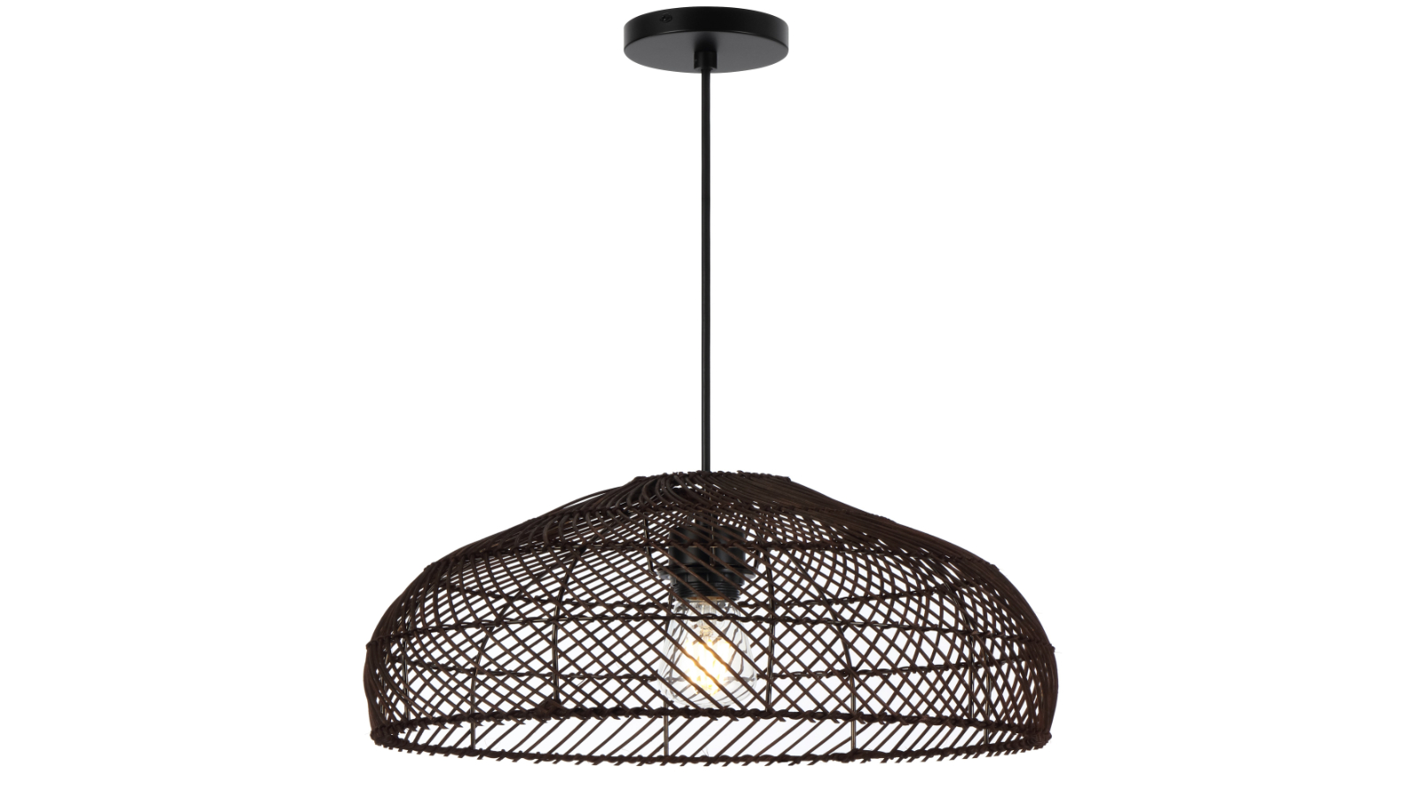 Pretty & Practical Solmark Rattan Pendant Light with E27 Socket - Brown