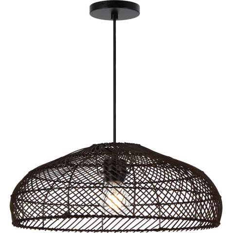 Pretty & Practical Solmark Rattan Pendant Light with E27 Socket - Brown