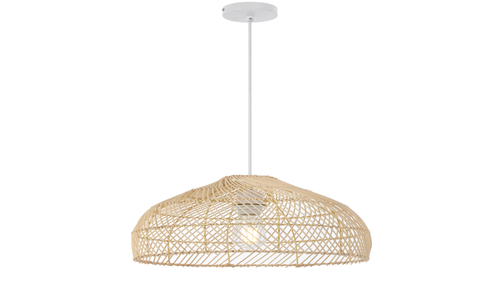 Pretty & Practical Bellamont Rattan Pendant Light with E27 Socket and Cable Suspension - Natural