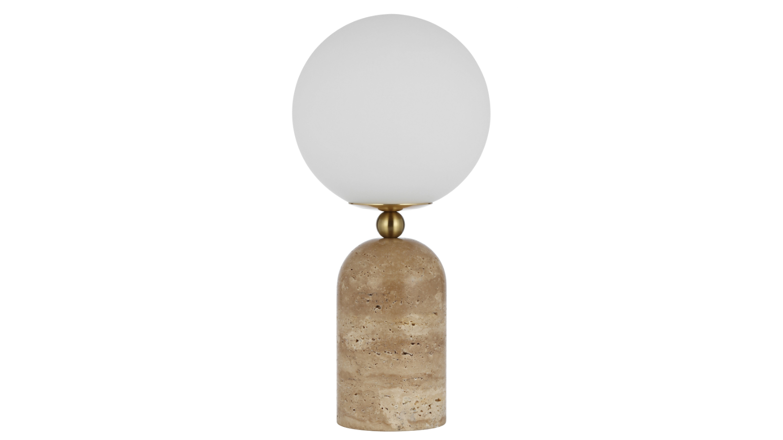 Pretty & Practical Noraform Travertine Table Lamp with Gold Antique and Opal Shade - Beige