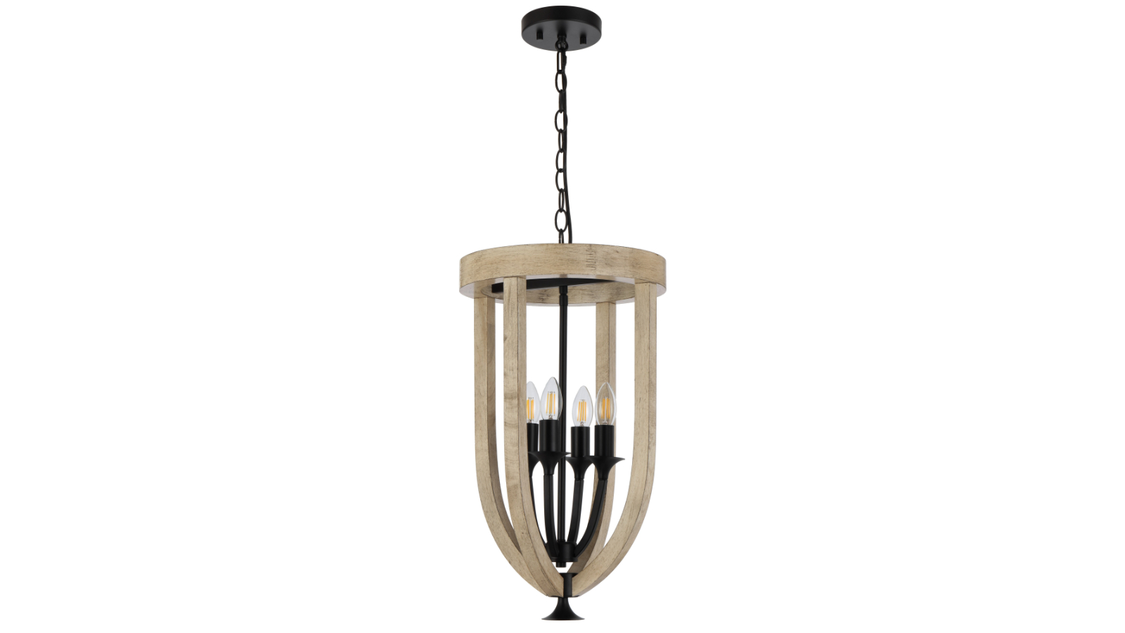 Pretty & Practical Zanoton Black/Timber 4-Light Pendant