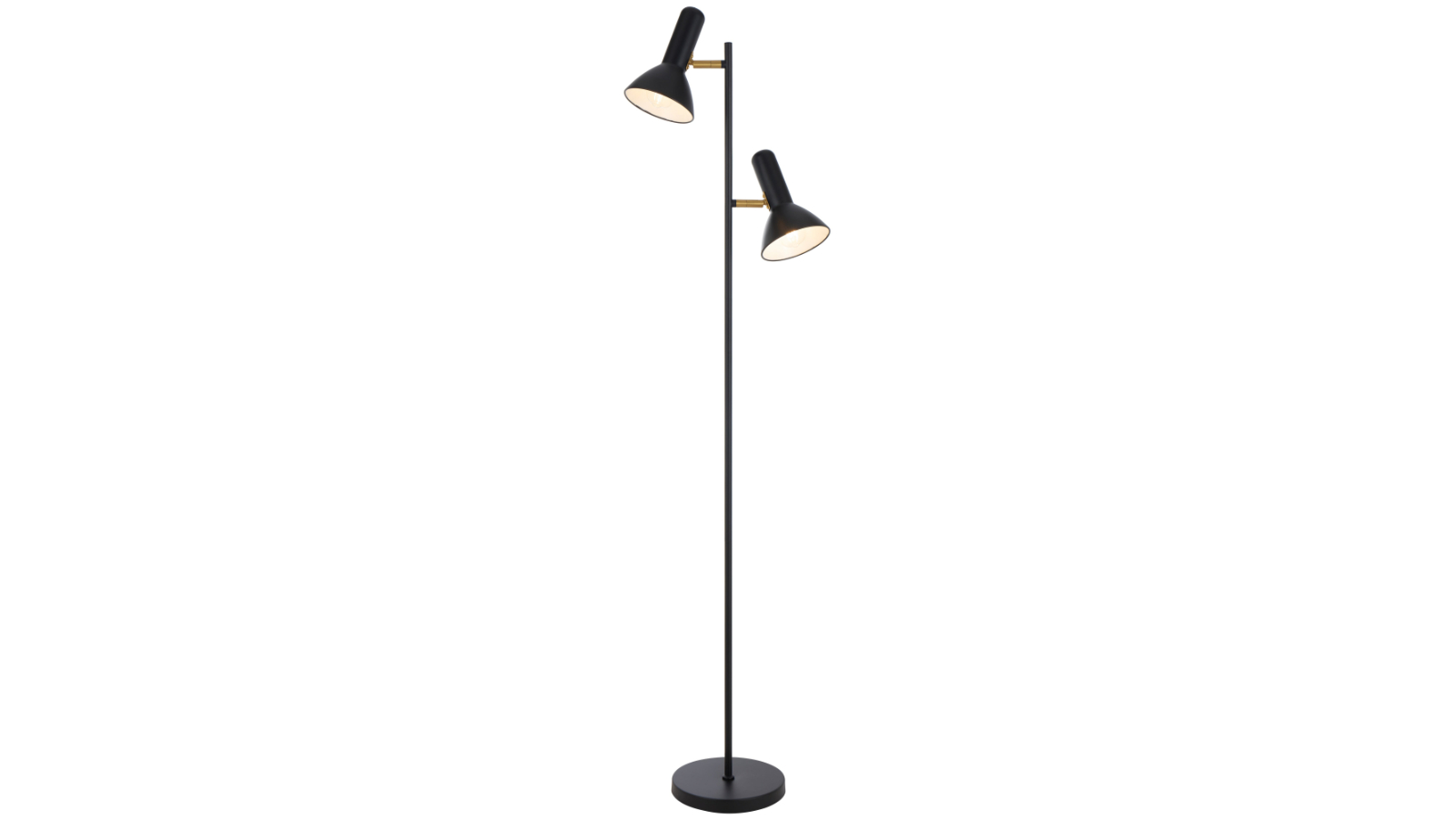 Pretty & Practical Bellamont Black Satin 2-Light Floor Lamp with Adjustable Headlight