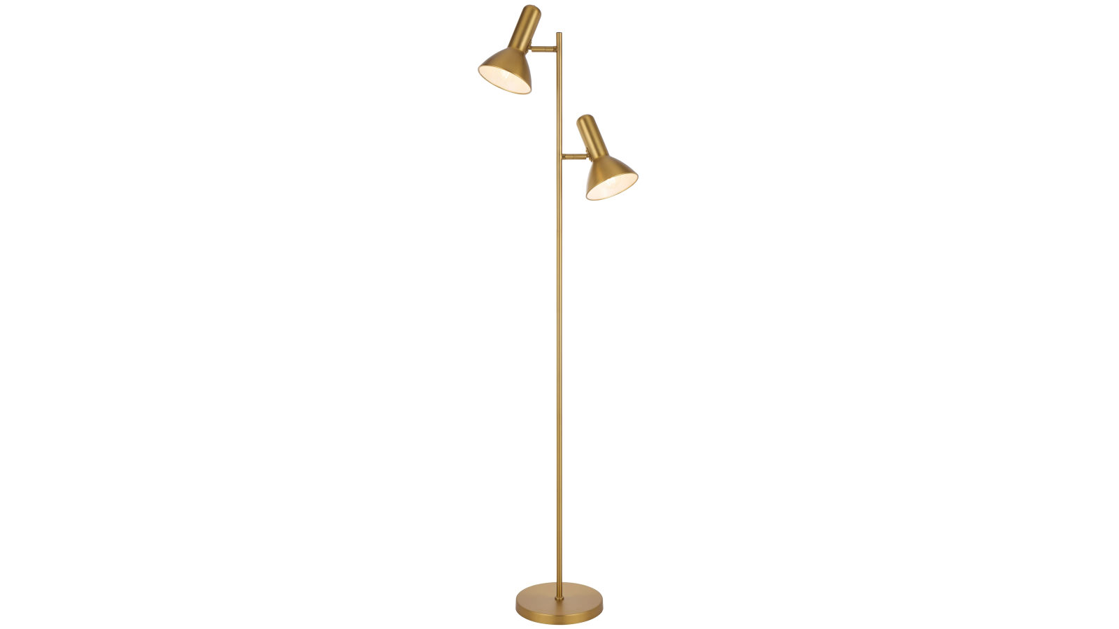 Pretty & Practical Bellamark Brass Matte Two-Light Floor Lamp with Adjustable Headlight