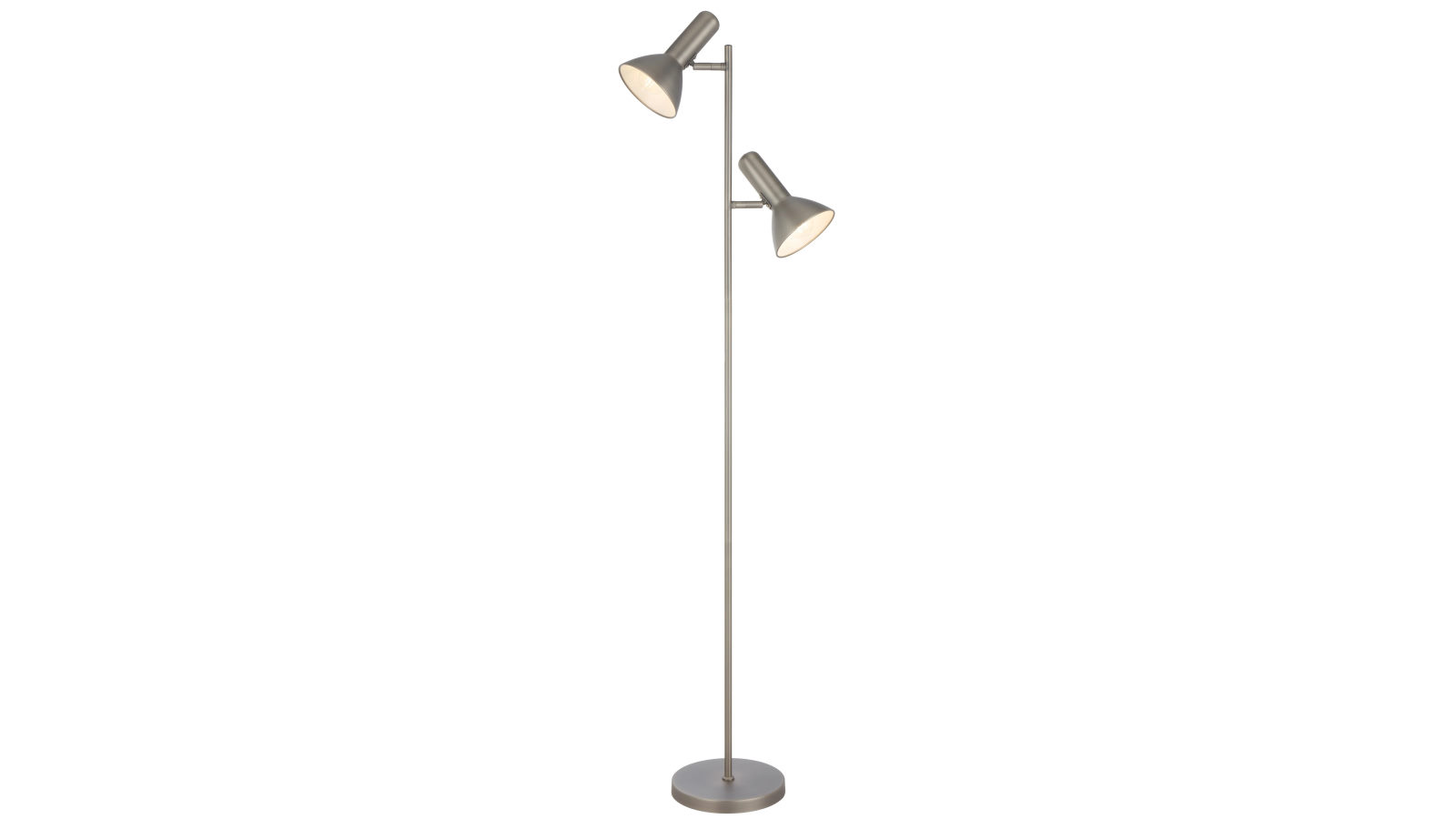 Pretty & Practical Lumowood Nickel Matte Two Light Floor Lamp with Adjustable Headlight